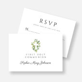 Elegant Green Botanical Cross First Community RSVP Kaartje