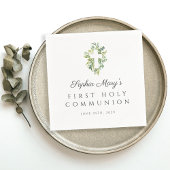 Elegant Green Botanical Cross First Community Servet