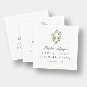 Elegant Green Botanical Cross First Community Servet