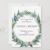 Elegant Green Botanical Engagement Invitation Aankondiging (Voorkant)