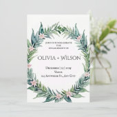 Elegant Green Botanical Engagement Invitation Aankondiging (Staand voorkant)