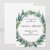 Elegant Green Botanical Engagement Invitation Aankondiging (Voorkant / Achterkant)