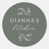 Elegant Green Botanical Kitchen & Business Ronde Sticker (Voorkant)