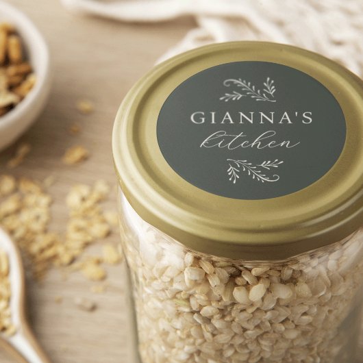 Elegant Green Botanical Kitchen & Business Ronde Sticker