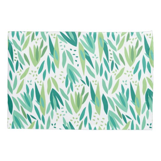 Elegant Green Botanical Leafs Pattern Kussensloop (Achterkant)