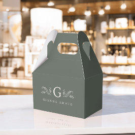 Elegant Green Botanical Monogram & Business Name Bedankdoosjes