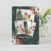 Elegant Green Botanical Photo Christmas Card Feestdagenkaart (Staand voorkant)