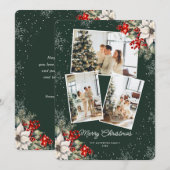 Elegant Green Botanical Photo Christmas Card Feestdagenkaart (Voorkant / Achterkant)