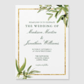 Elegant Green Botanical Vine Gold Greenery Wedding Magnetische Uitnodiging (Voorkant)