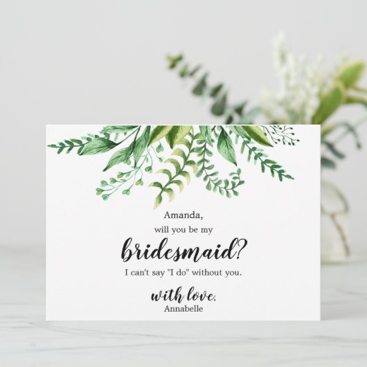 Elegant Green Botanical Weddenschap ben mijn Bride Kaart (Staand voorkant)