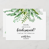 Elegant Green Botanical Weddenschap ben mijn Bride Kaart (Voorkant / Achterkant)
