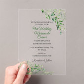 Elegant Green Botanical Wedding  Acryl Uitnodigingen (Insitu (Draagbaar))