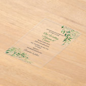 Elegant Green Botanical Wedding  Acryl Uitnodigingen (Laagn)