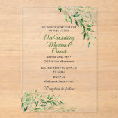 Elegant Green Botanical Wedding  Acryl Uitnodigingen (Voorkant)