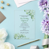 Elegant Green Botanical Wedding  Acryl Uitnodigingen (Insitu (Huwelijk))