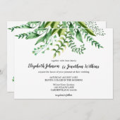 Elegant Green Botanical Wedding Ceremony Kaart (Voorkant / Achterkant)