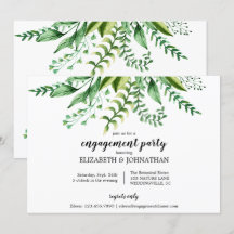 Elegant Green Botanical Wedding Engagement Party