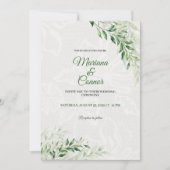 Elegant Green Botanical Wedding Kaart (Voorkant)