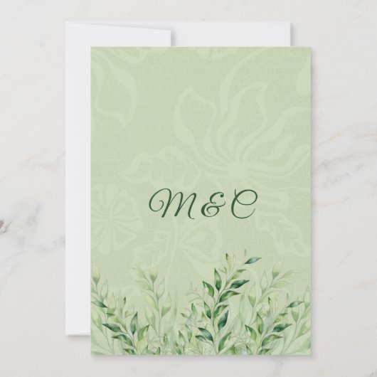 Elegant Green Botanical Wedding Kaart (Achterkant)