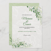 Elegant Green Botanical Wedding Kaart (Voorkant / Achterkant)