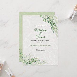 Elegant Green Botanical Wedding Kaart