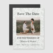 Elegant Green Botanical Wedding Save The Date Magnetische Uitnodiging (Voorkant / Achterkant)
