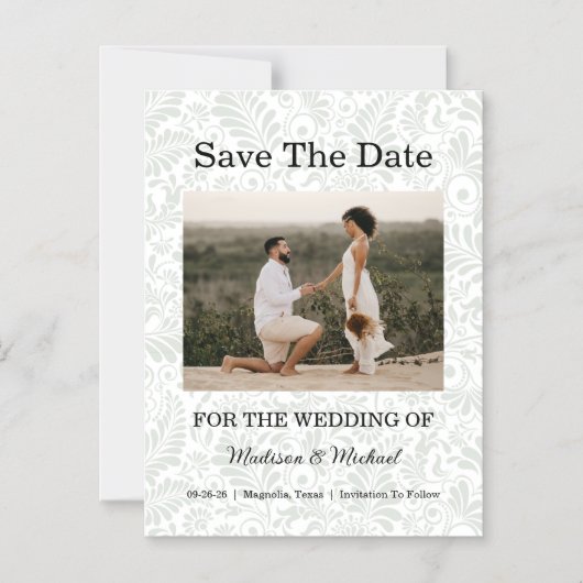 Elegant Green Botanical Wedding Save The Date Magnetische Uitnodiging (Voorkant)