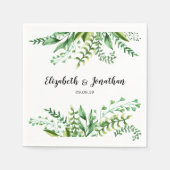 Elegant Green Botanical Wedding Servet (Voorkant)