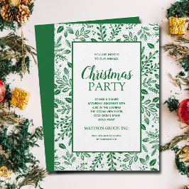 Elegant Green Botanicals Christmas Party Kaart