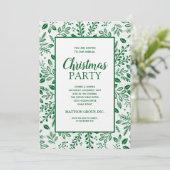 Elegant Green Botanicals Christmas Party Kaart (Staand voorkant)