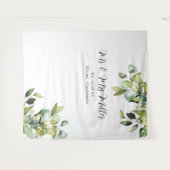 Elegant Green Botanicals Weddenschap Foto achtergr Wandkleed (Voorkant (horizontaal))