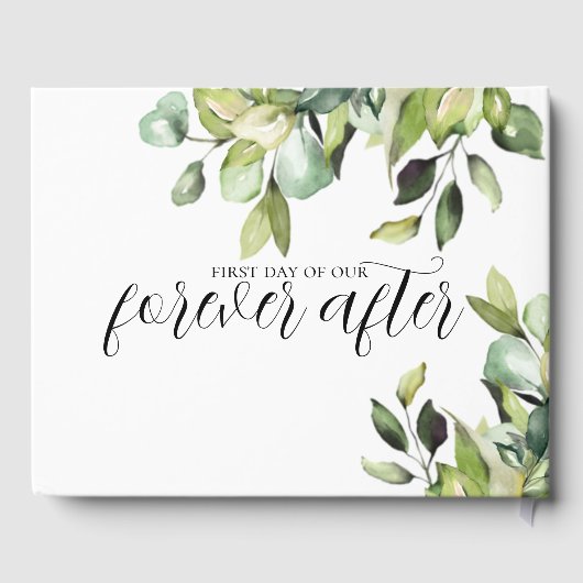 Elegant Green Botanicals Wedding Gastenboek (Achterkant)