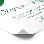 Elegant Green Bow Baby Shower Diaper Raffle Sign Poster (Hoek)