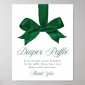 Elegant Green Bow Baby Shower Diaper Raffle Sign Poster (Voorkant)