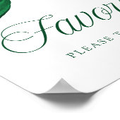Elegant Green Bow Baby Shower Favors Sign Poster (Hoek)