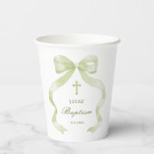 Elegant Green Bow Baptism Papieren Bekers (Achterkant)