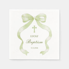 Elegant Green Bow Baptism Servet