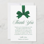 Elegant Green Bow Christmas Baby Shower Bedankkaart (Voorkant)