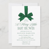 Elegant Green Bow Christmas Baby Shower Kaart (Voorkant)