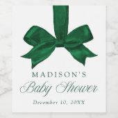 Elegant Green Bow Christmas Baby Shower Wijn Etiket (Enkel label)