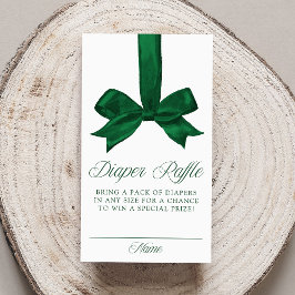 Elegant Green Bow Christmas Diaper Raffle Informatiekaartje