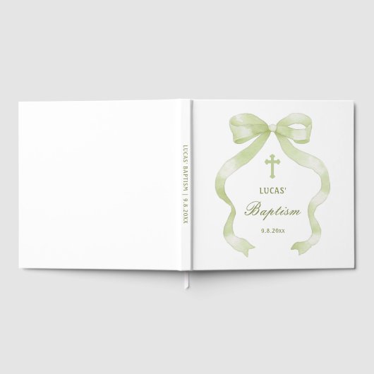 Elegant Green Bow doop gastenboek (Volledig)
