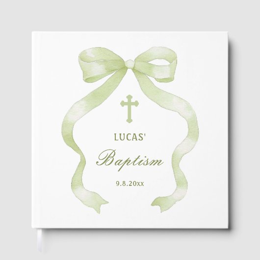 Elegant Green Bow doop gastenboek (Voorkant)