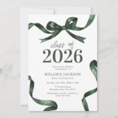 Elegant Green Bow Graduation Party Kaart (Voorkant)