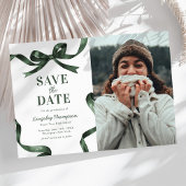 Elegant Green Bow Graduation Save the Date