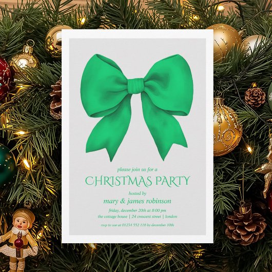 Elegant Green Bow kerstfeest Kaart