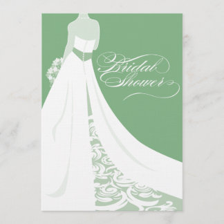 Elegant Green Bridal Shower Invitation Kaart