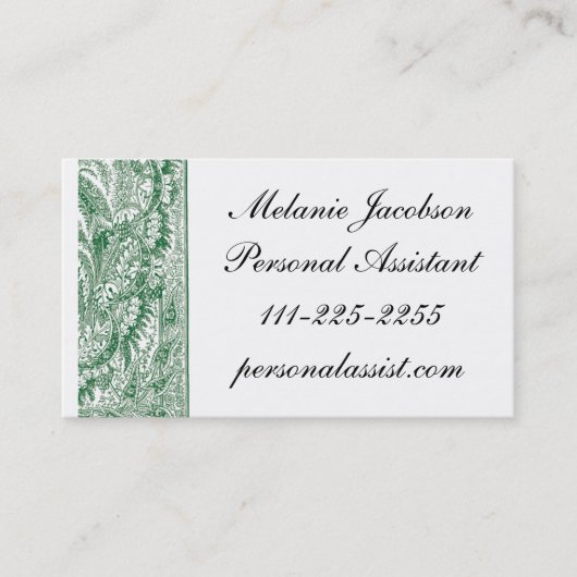 Elegant Green Brocade border visitekaartje (Voorkant)