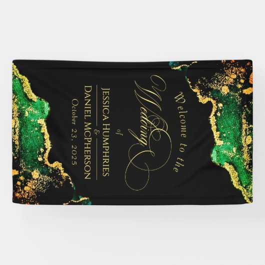 Elegant Green Bronze Gold Wedding Spandoek (Horizontaal)