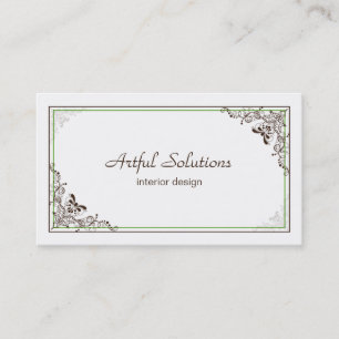  Elegant Green Brown Scroll Visitekaartje